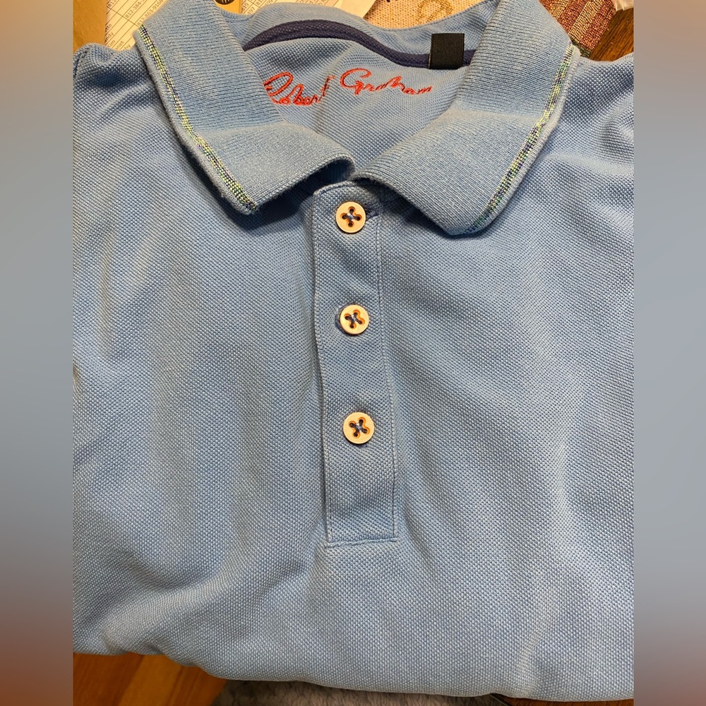 Robert Graham Men's Blue Polo Shirt. Size 2 XL. - Picture 3 of 11